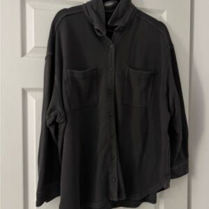 aerie Dark Gray Button-Down Shirt